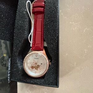 Women's Red Leather Strap Watch